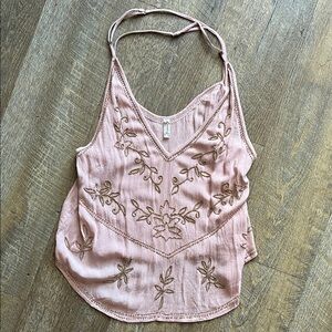 Free People Pink Embroidered Camisole